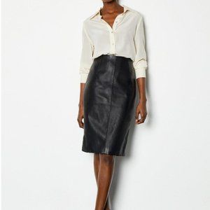 NEW Black Faux Leather Pencil Skirt